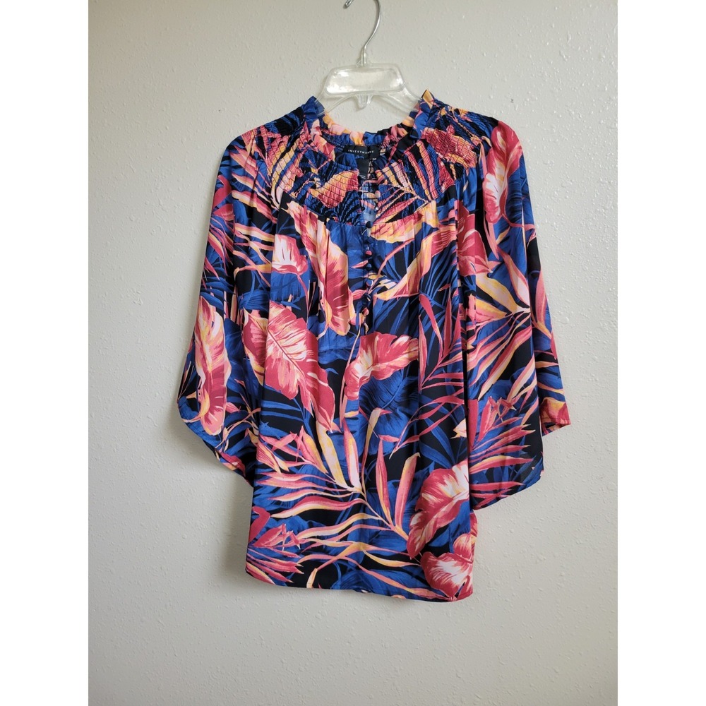 Investments Women's Vibrant Tropical Palm Foliage Blouse Pull-Over Sz L‎